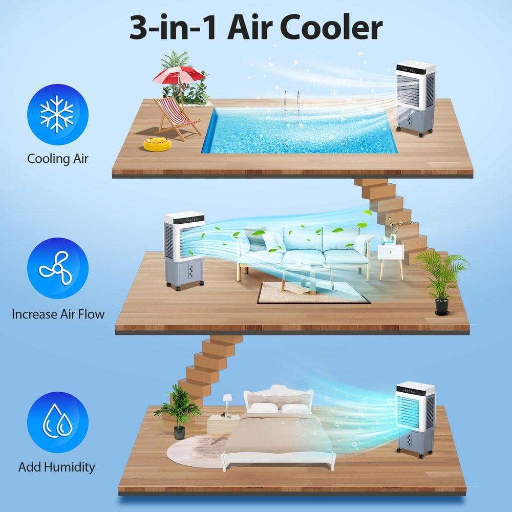 LIFEPLUS LIFEPLUS Portable Evaporative Air Cooler, 3500 CFM Swamp Cooler 11 Gallon Tank and Remote