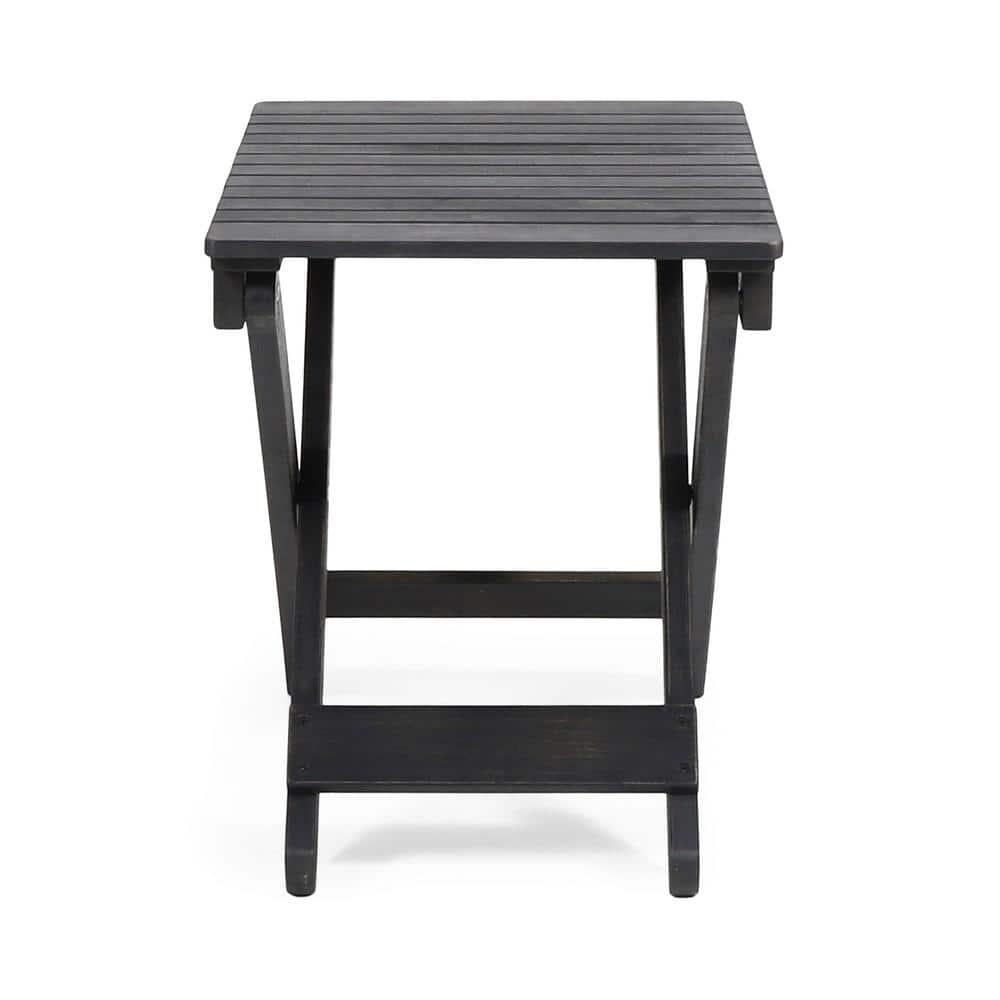 Side Table, Folding Wooden End Table, Outdoor Sode Table for Garden, 15"D x 22.75"W x 18.25"H , Dark Gray