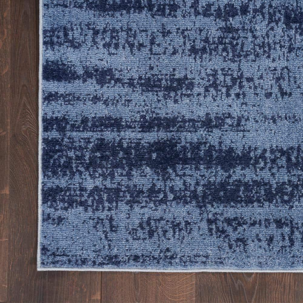 Nourison Essentials Abstract Low Pile Indoor Outdoor Area Rug 5' x 7' Denim