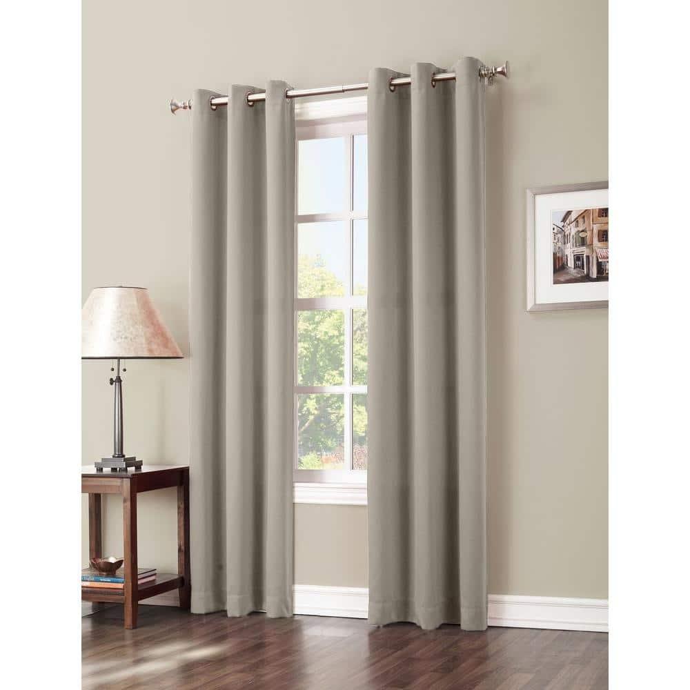 40"x63" Sun Zero Blackout Kenneth Energy Saving Grommet Curtain Panel Stone