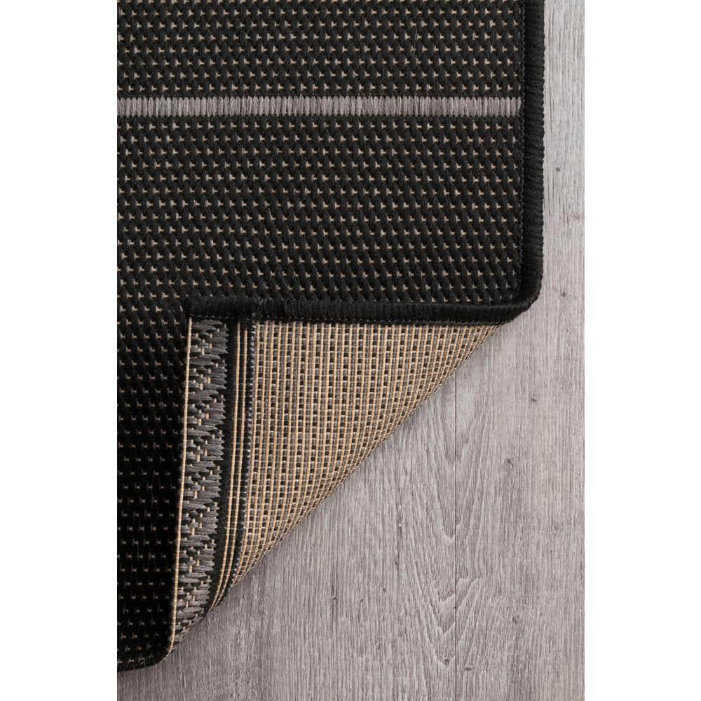 Nuloom Alaina Striped 4x6 Indoor/Outdoor Area Rug for Living Room Patio Deck Front Porch Kitchen, Black/Ivory