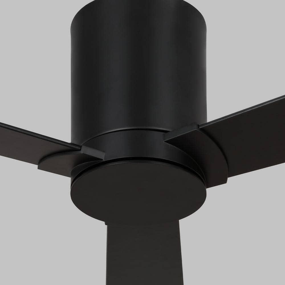Monte Carlo 3RZHR52MBK Rozzen Hugger 52" Black Ceiling Fan with Remote Control, Reversible DC Motor, Damp Rated, 3 Reversible Blades (Midnight Black and American Walnut)