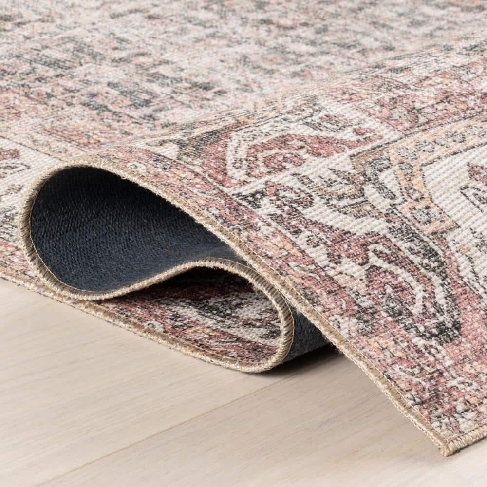 Nuloom Hillstone Collection Marlowe Traditional Vintage Medallion Area Rug, 6' 7" x 9', Light Rust