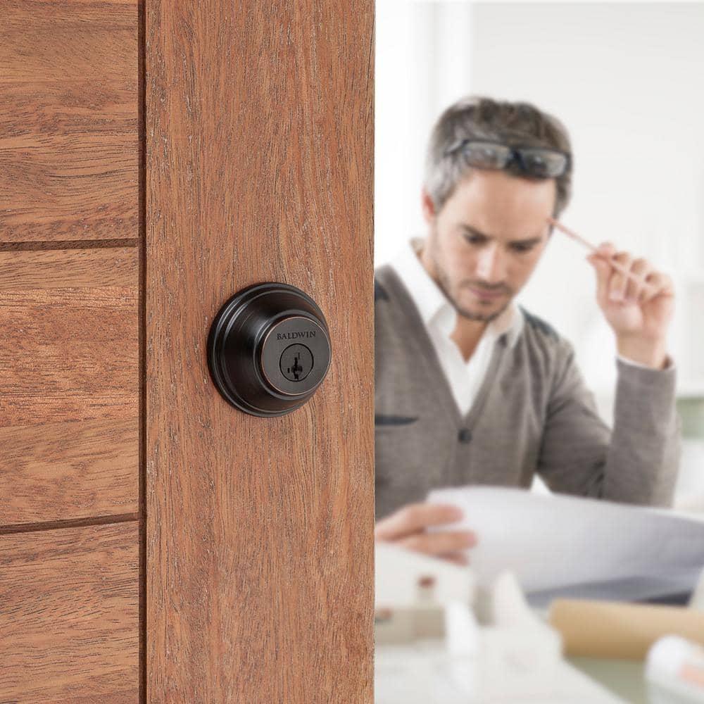 385 Round Double Cylinder Deadbolt Featuring SmartKey in Venetian Bronze