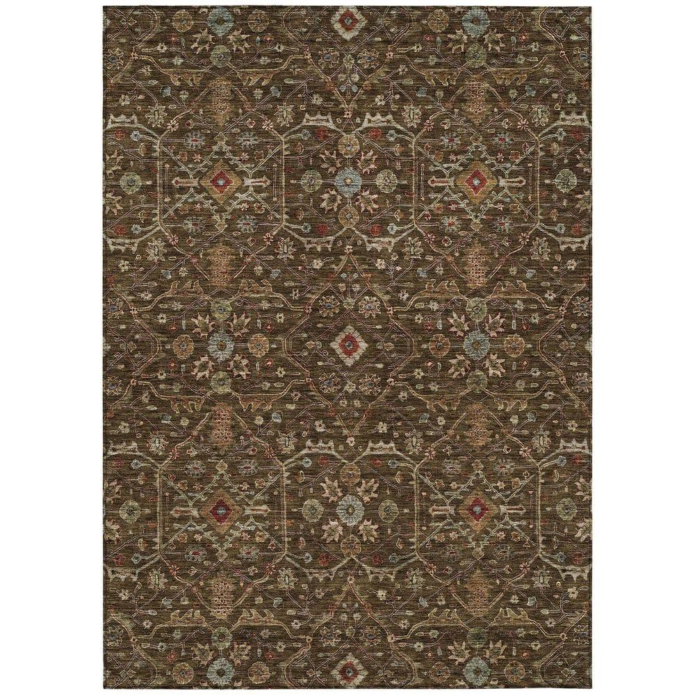 Machine Washable Indoor/Outdoor Chantille ACN1130 Chocolate Rug