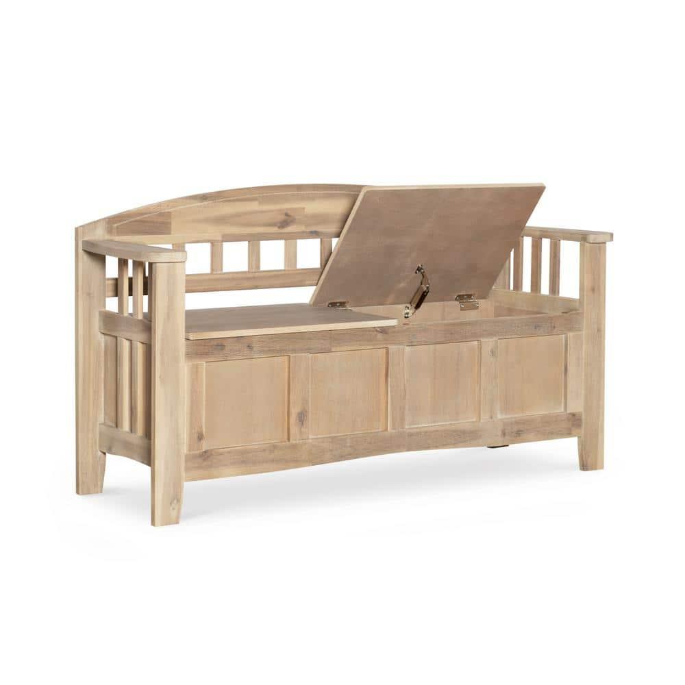 Iris Acacia Storage Bench with Natural Washed Finish