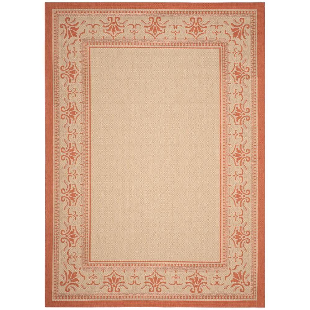 Courtyard CY0901 Power Loomed Indoor and Outdoor Area Rug - Natural/Terra - 9'x12' - Safavieh