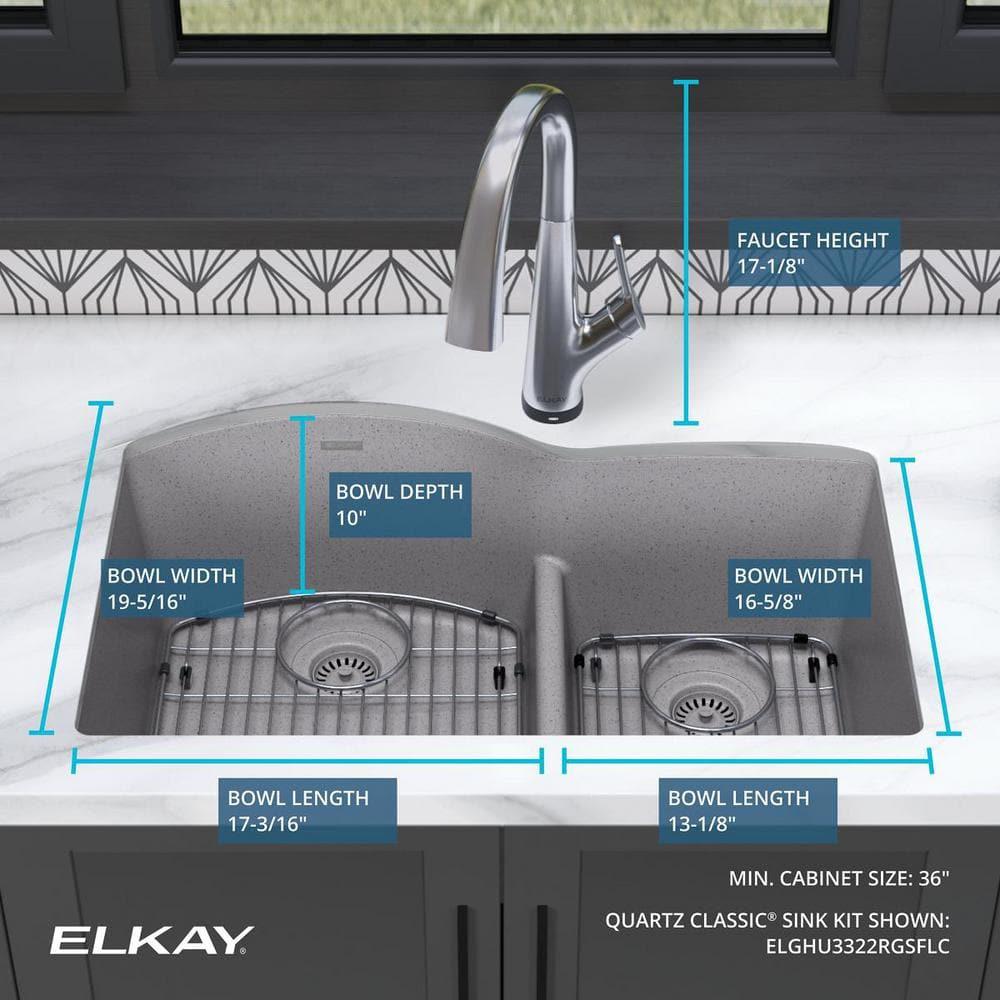 33" x 22" x 10" Double Basin Undermount Kitchen Sink with Faucet