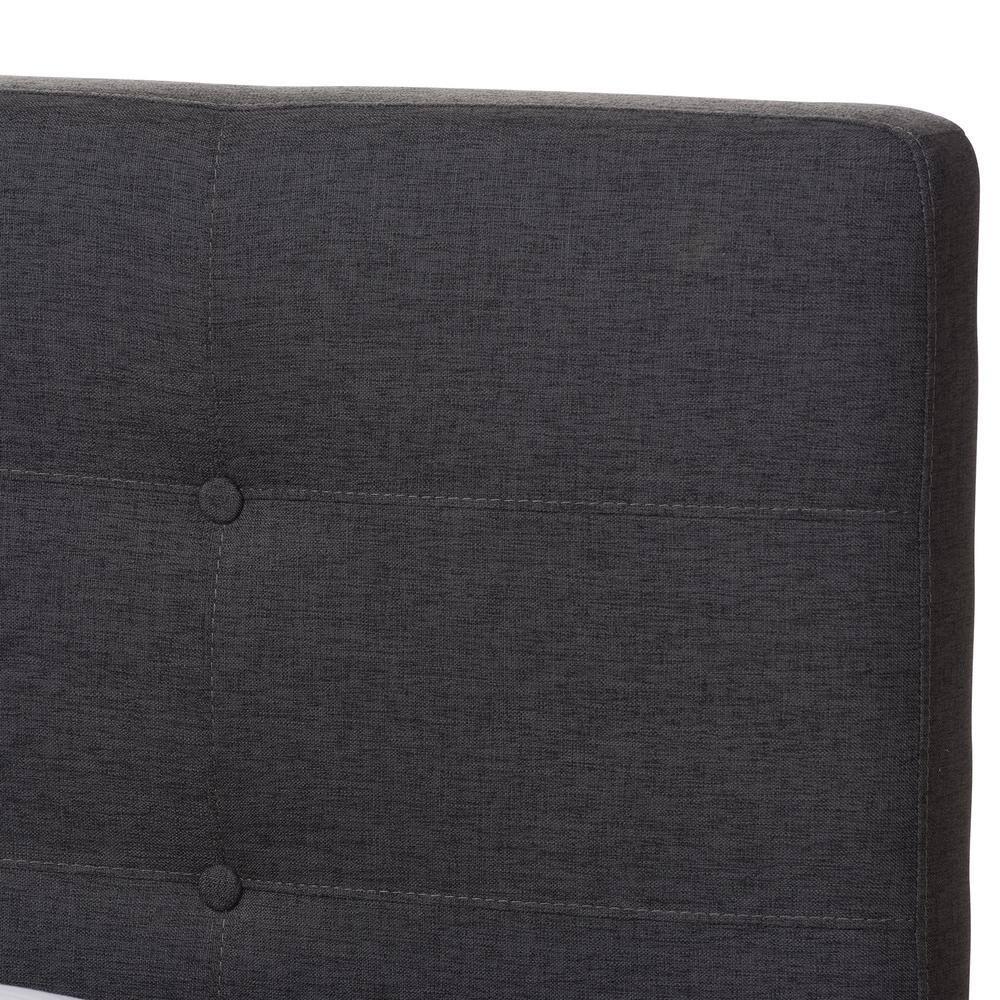 Valencia Mid Modern Fabric Platform King Bed Dark Gray - Baxton Studio: Upholstered Headboard, Tapered Legs