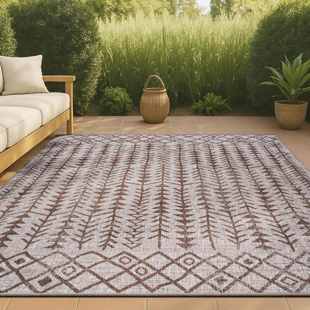 3'x5' Tokay Bohemian Geometric Indoor/Outdoor Area Rug, Beige/Brown - JONATHAN Y