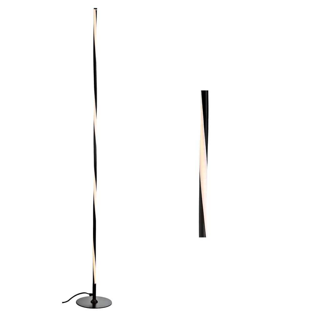 JONATHAN Y JYL7006C Pilar 63.75" LED Integrated Floor Lamp, Modern, Contemporary for living room, dinning room, bedroom, office, Black
