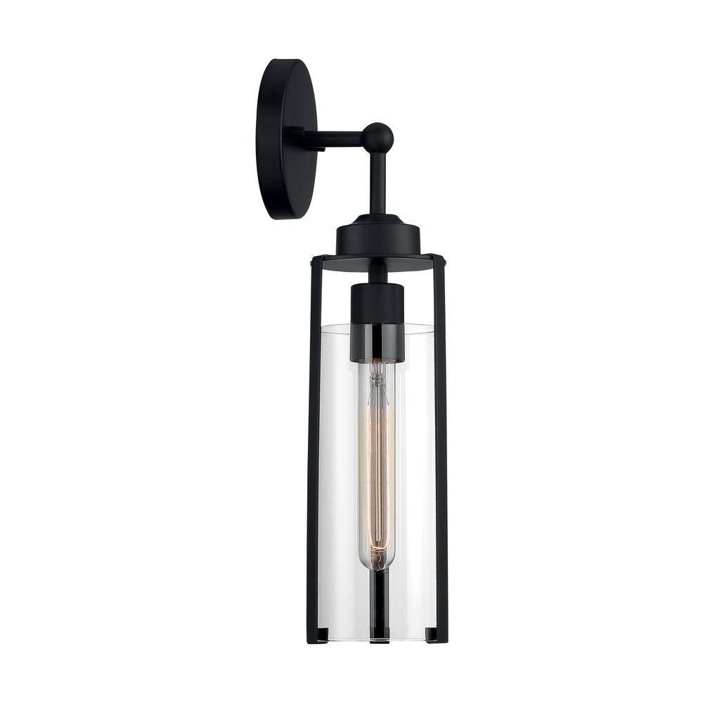 WIixle 60/7161 Marina - 1 Light Wall Sconce, Matte Black Finish with Clear Glass