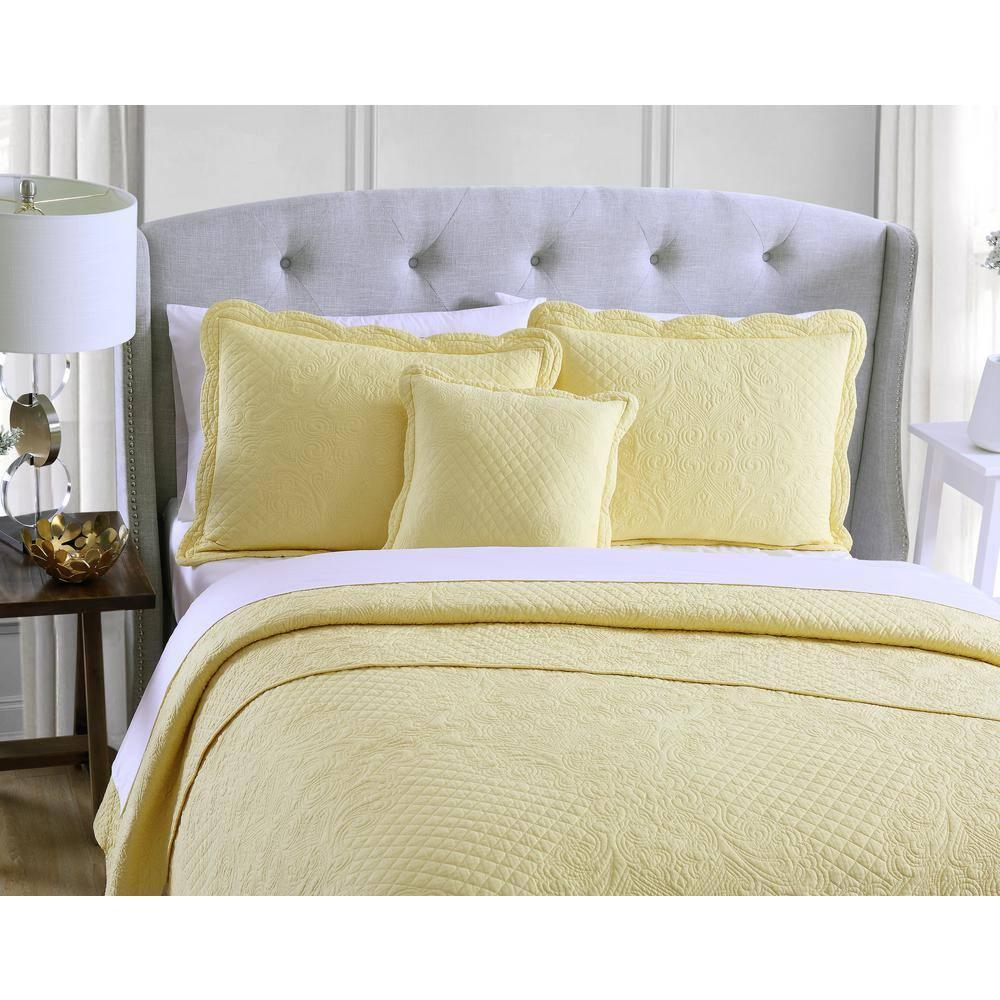 French Tile Scalloped Quilt Set Cotton Standard Quilt Set