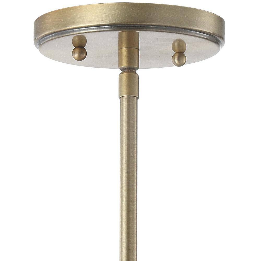 Bleecker 7.75" Metal/Glass Globe LED Pendant, White/Brass