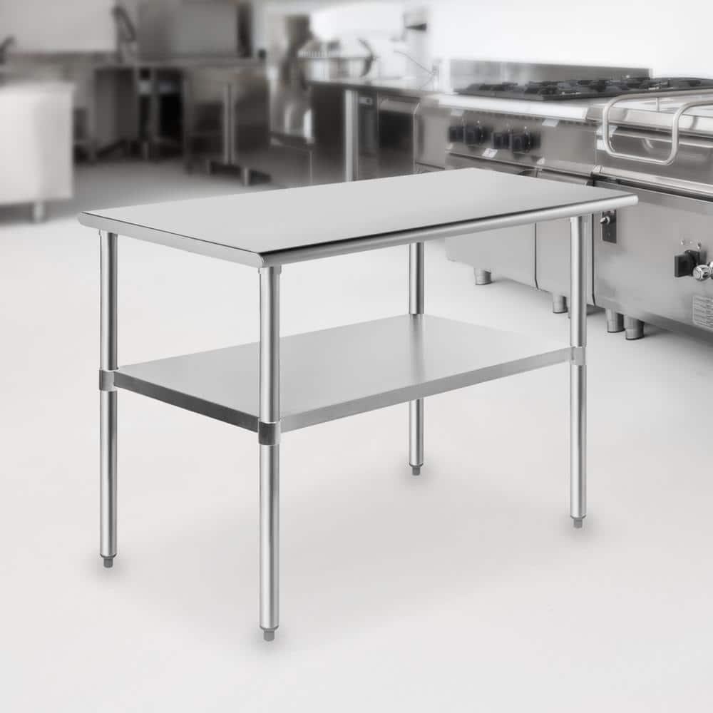 GRIDMANN 30" D x 34.5" H Stainless Steel Prep Station with Undershelf