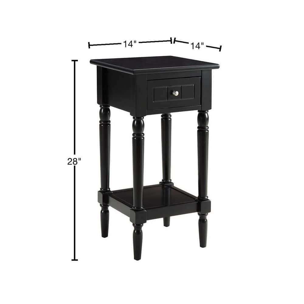 French Country Khloe 1 Drawer Accent Table with Shelf, Black