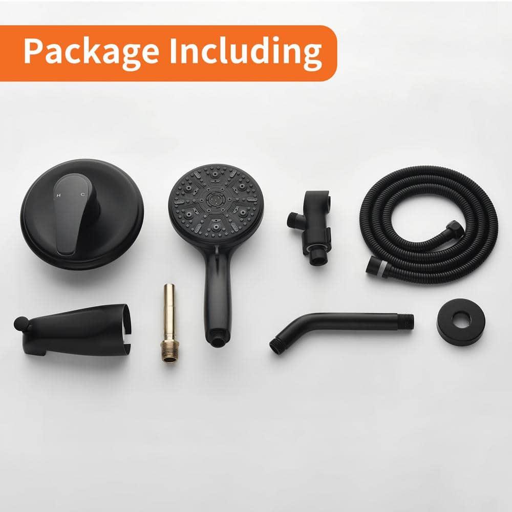 Tub Shower Faucet Set with 10 Spray Handheld Shower Matte Black Shower Head and Handle Set Shower System with Tub Spout 4.7 Inch Shower Handheld Shower Fixtures Tub and Shower Trim Kit