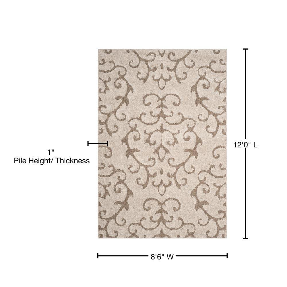 Florida Shag SG470 Power Loomed Indoor Area Rug - Cream/Beige - 9'x12' - Safavieh