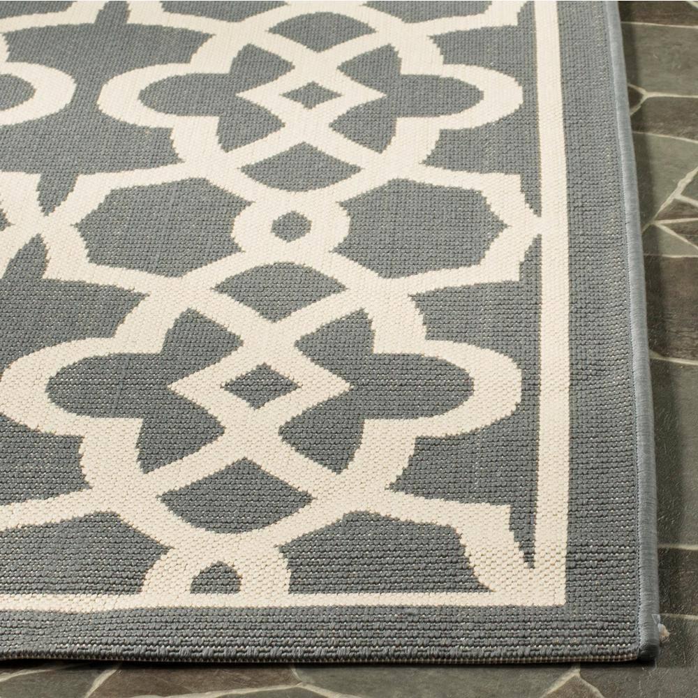 SAFAVIEH Courtyard Carlos Oriental Indoor/Outdoor Runner Rug, Grey/Beige, 2'7" x 8'2"