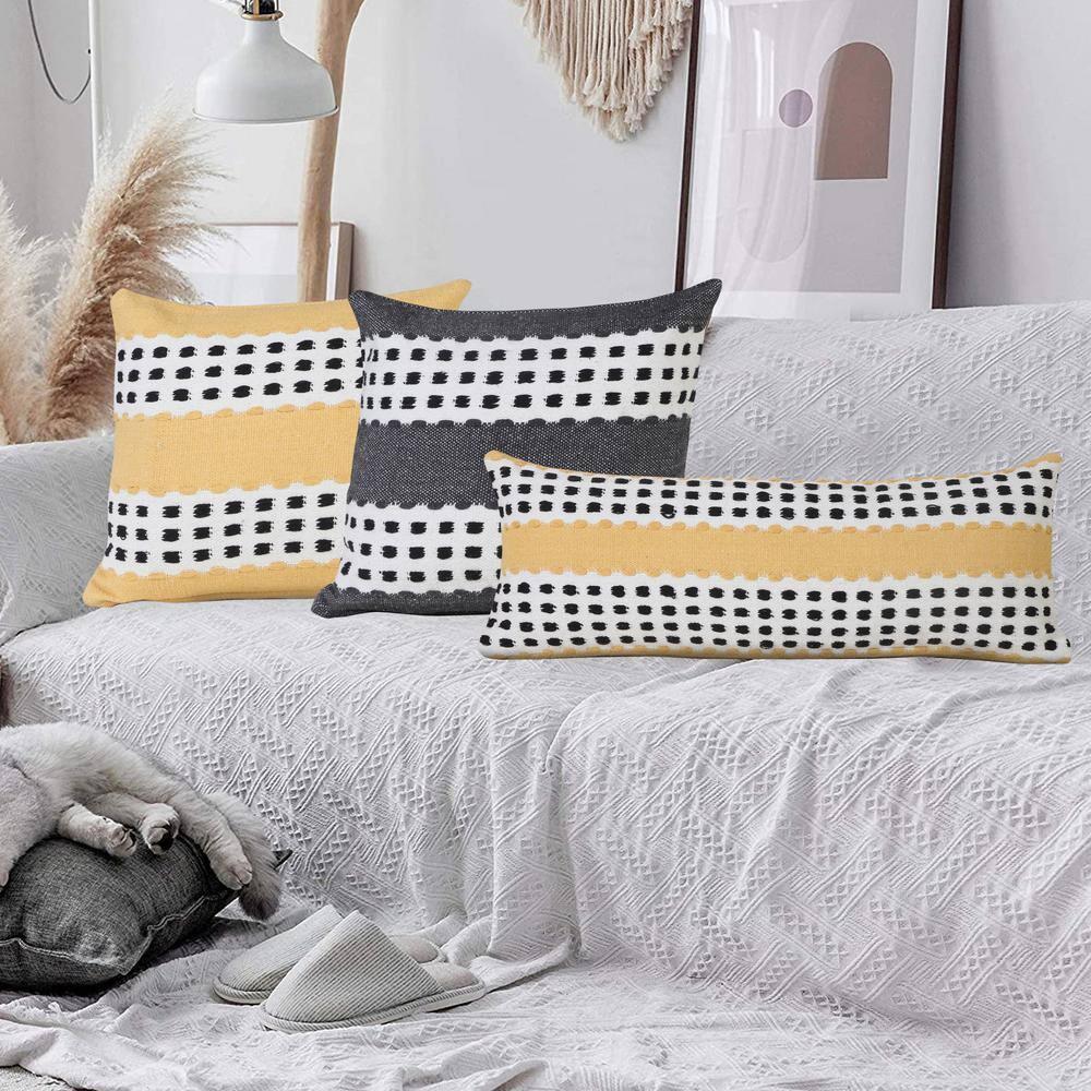 LR Home Metropolitan Woven Dash Grid Striped Throw Pillow