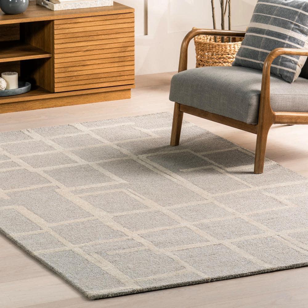 Nuloom James Geometric 5x8 Wool Indoor Area Rug for Living Room Bedroom Dining Room Kitchen, Grey