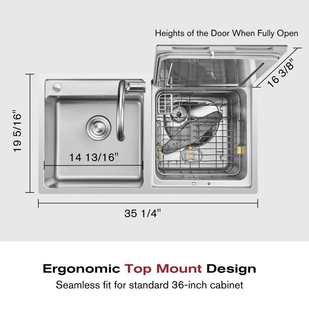 FOTILE FOTILE Right Orientation 2-In-1 In Sink Dishwasher 18-in Top Control Built-In Dishwasher, 57.8-dBA Standard Sound Level SD2F-P3