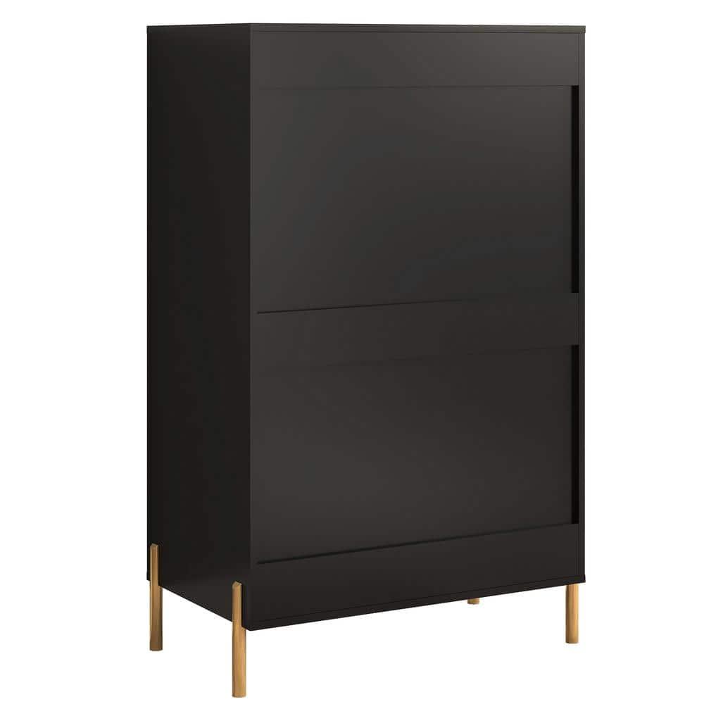 Festivo 5 Drawer Chest of Drawers Black: Modern Vertical Dresser, MDF Construction, Includes Anti-Tip Hardware