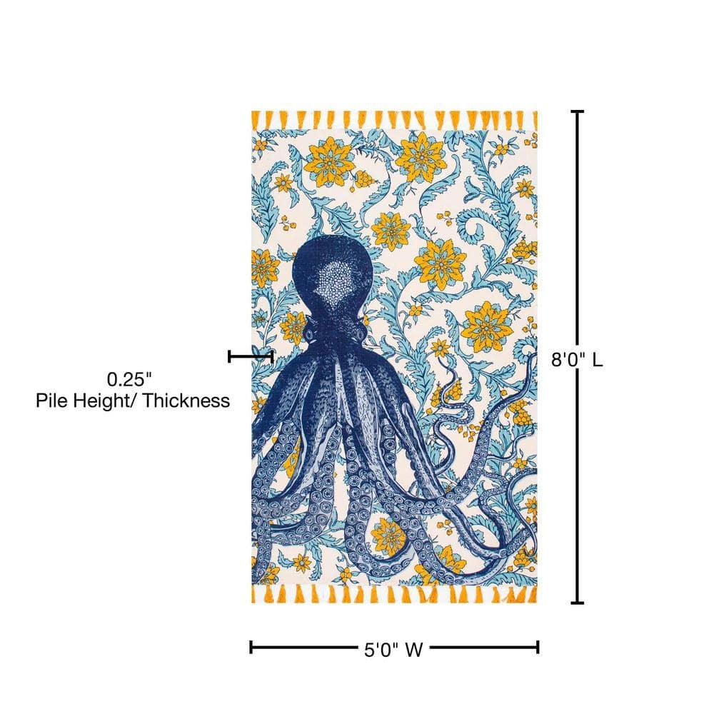 Nuloom Thomas Paul Flatweave Cotton Octopus Indoor Area Rug, 5' x 8', Multi
