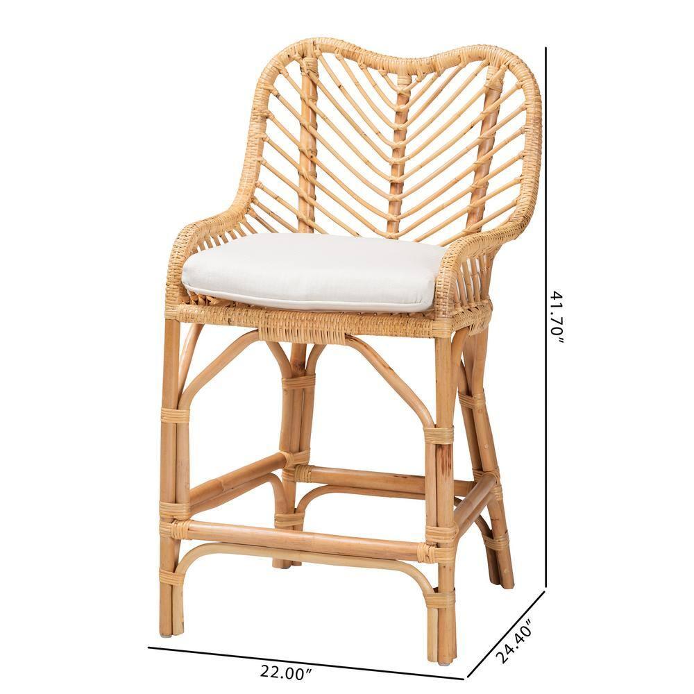 bali & pari Arween Modern Bohemian Natural Brown Rattan Counter Stool