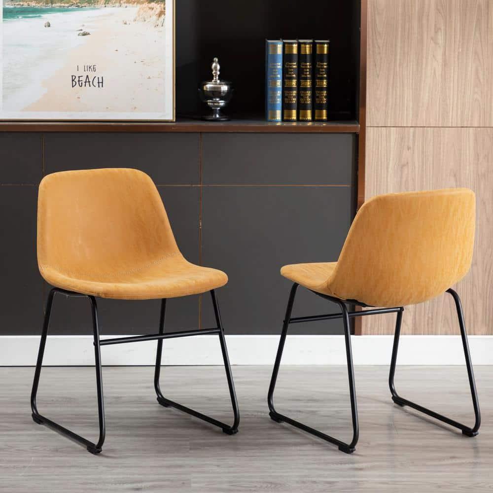 Vanity Art Set of 2 Pcs Synthetic Leather Upholstered Dining Chairs Armlesss with Metal Legs UC-13T