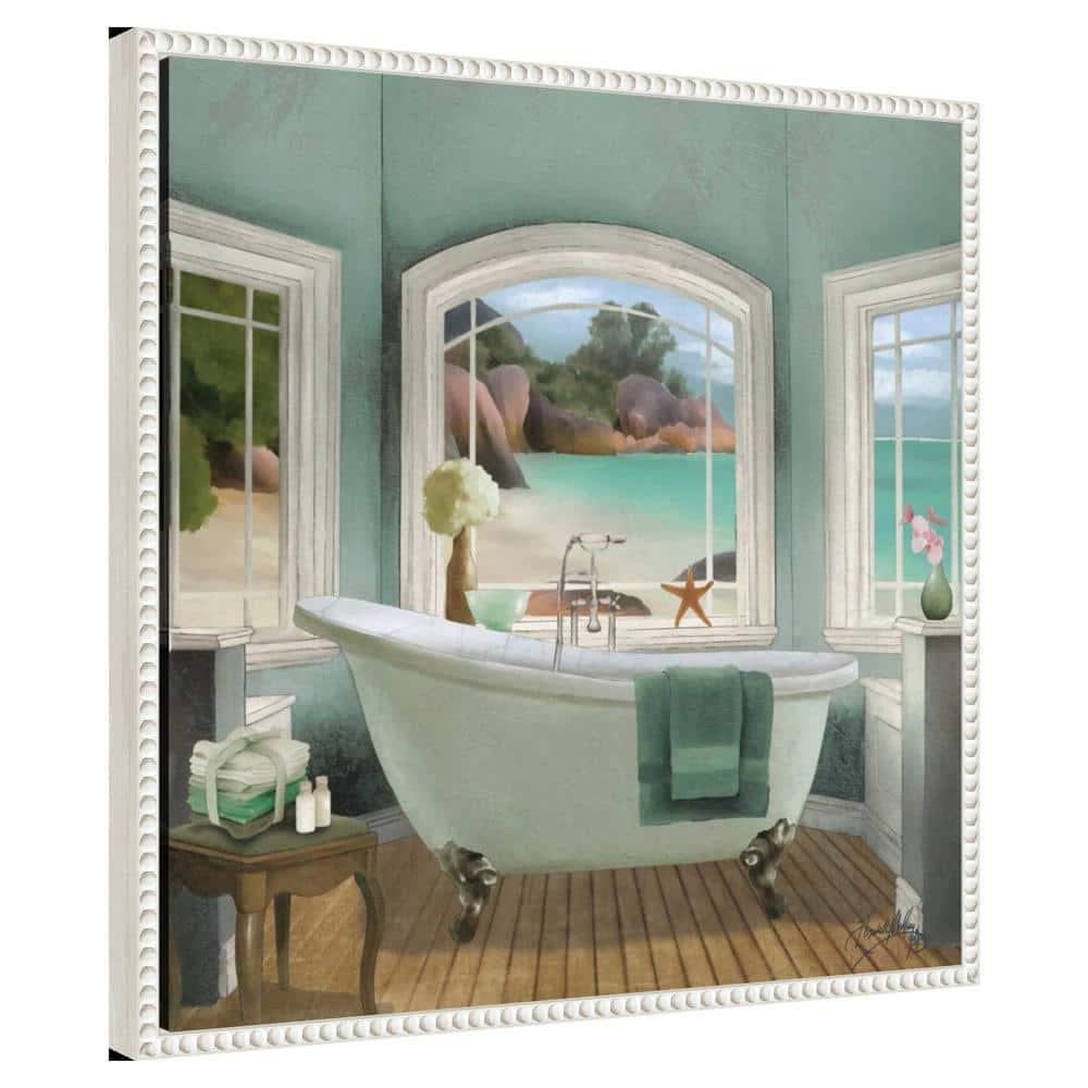 Amanti Art Oceanview Bath II by Elizabeth Medley Canvas Wall Art Print Framed 22 x 22-in.