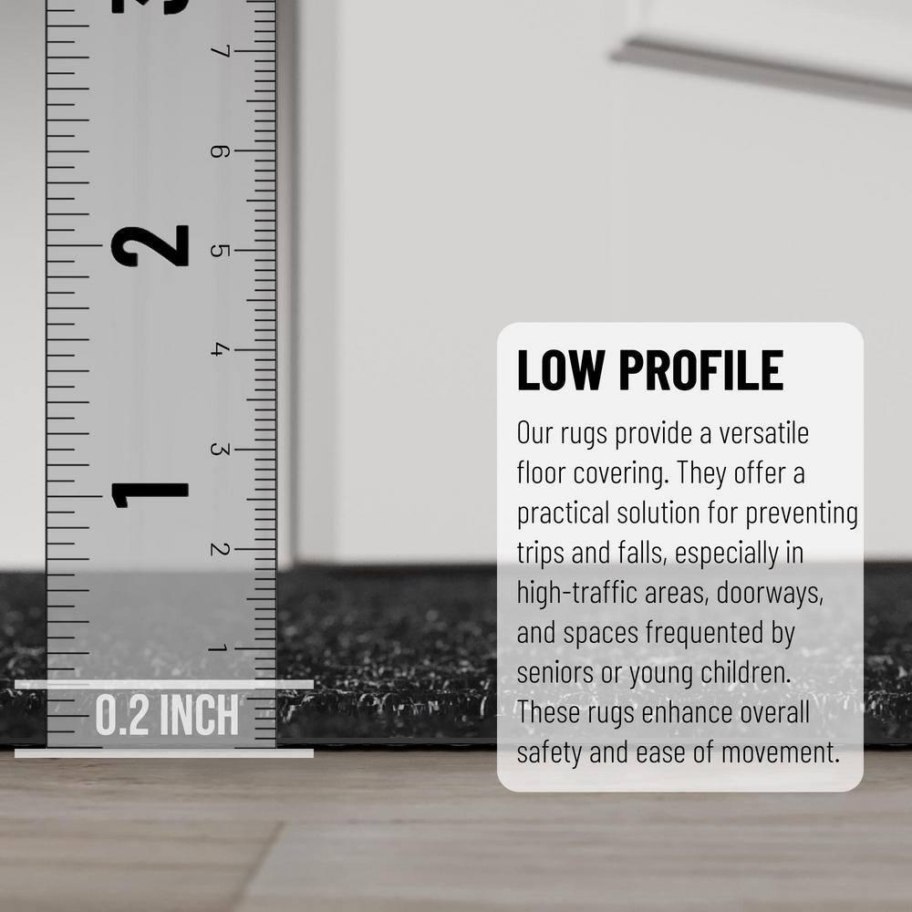 Ottomanson Non-Slip Hallway Runner Rug 2'7" x 6' Indoor/Outdoor Custom Size Utility Carpet for Garage, Black Ribbed