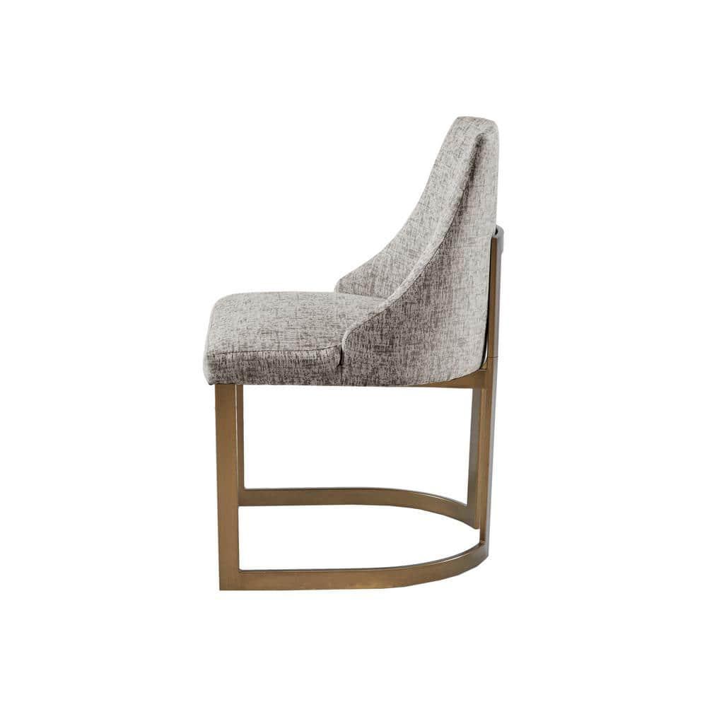 Madison Park Set of 2 Thornton Dining Chairs Gray: Upholstered, Metal Legs, Contemporary Style