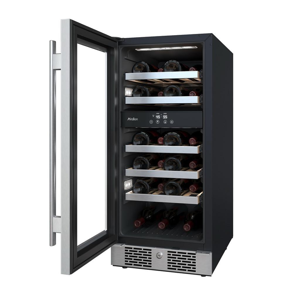 Avallon Awc152dzrh 15" Wide 23 Bottle Capacity Dual Zone Wine Cooler - Stainless Steel