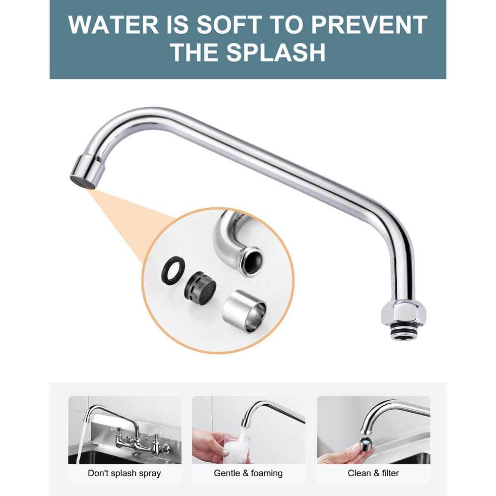 Commercial Faucet Swivel Spout Replacement: 10“ Add-on Swing Nozzle Spout - Chrome Polished Spout Replacement Part For Commercial Kitchen Sink Faucet - 1.8gpm/ 2.2gpm Aerator - G3/4 Internal Thread