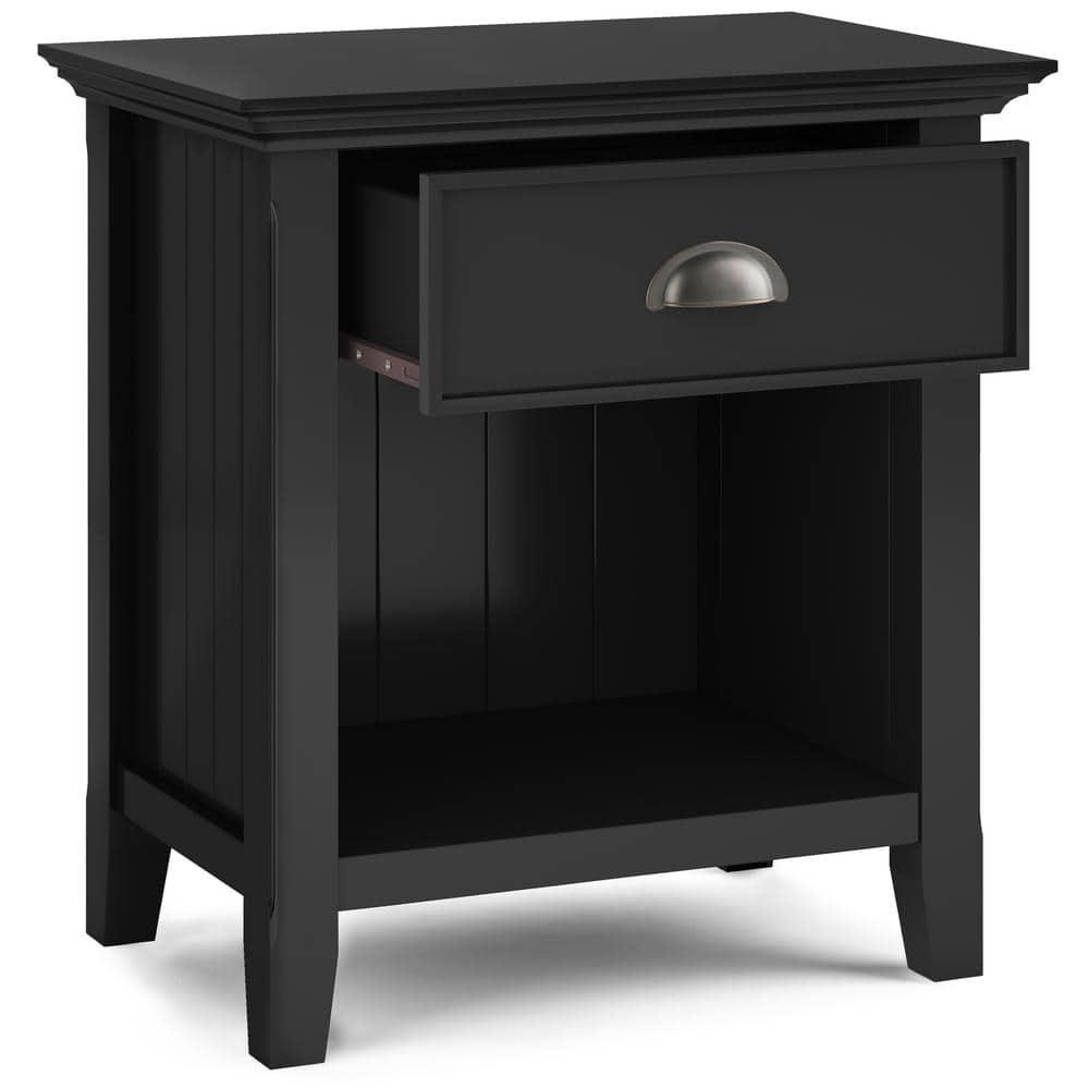Simpli Home Acadian 24"W 1-Drawer Solid Wood Nightstand with Open Bottom Storage