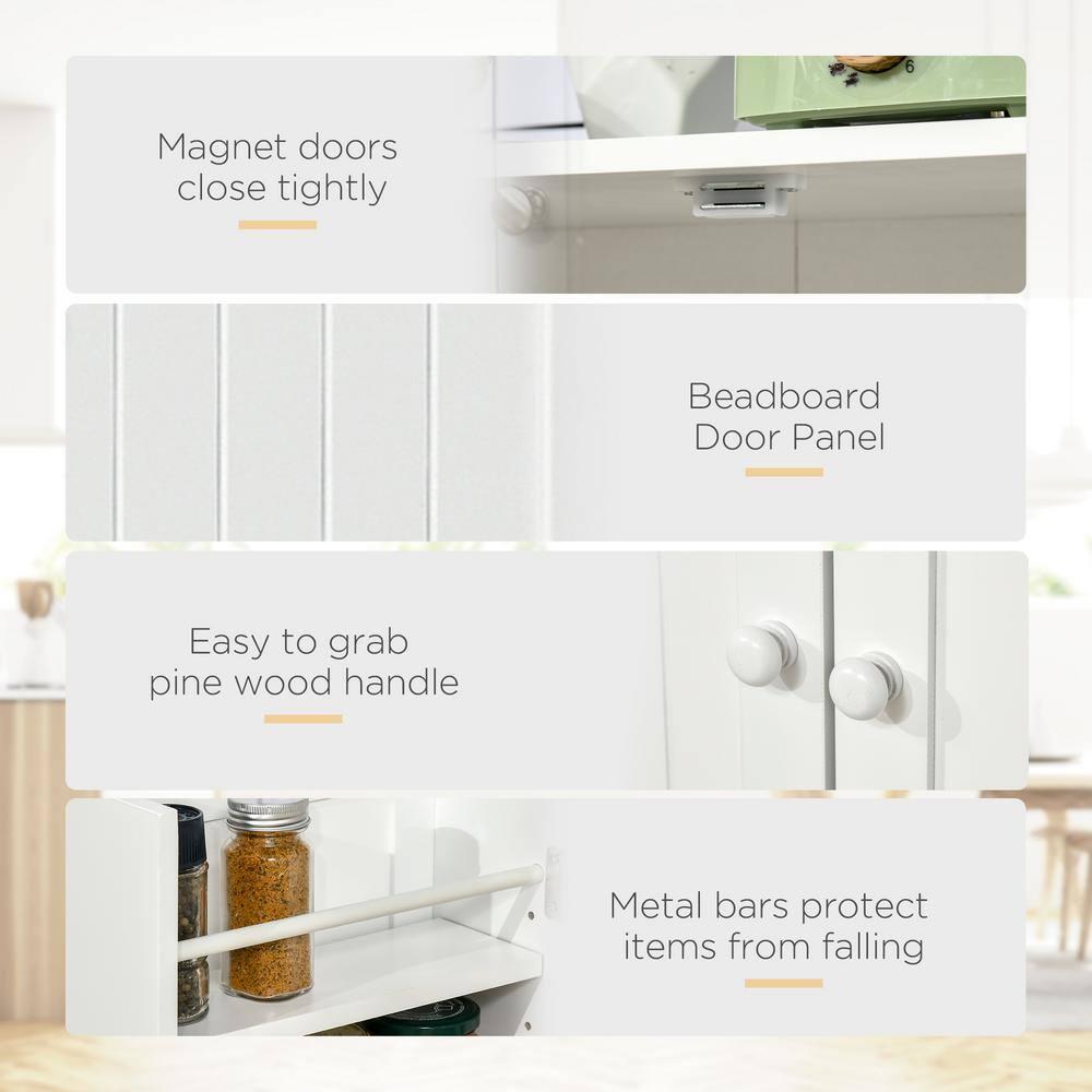 Latitude Run® HOMCOM 41" Modern Kitchen Pantry Freestanding Storage Cabinet With Double Doors Adjustable Shelves For Living Room - White