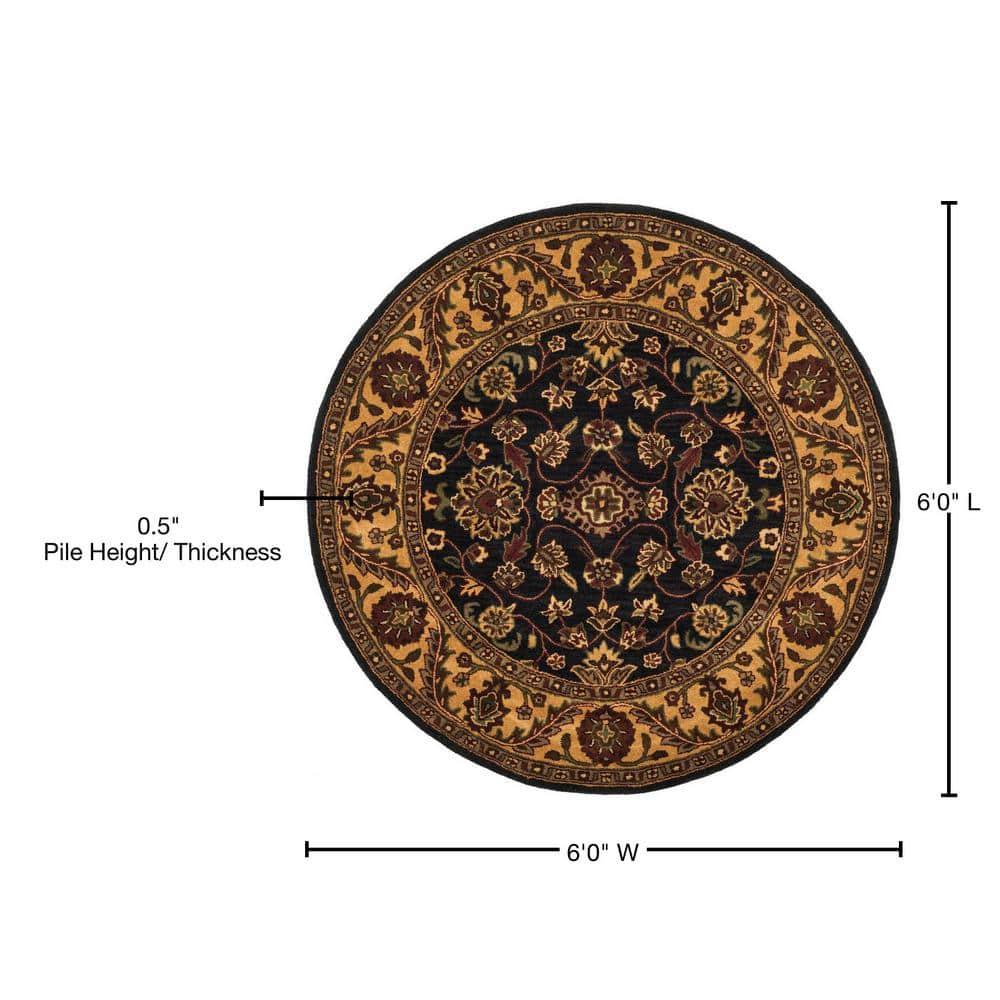 Golden Jaipur GJ250 Hand Tufted Area Rug - Black/Gold - 6' Round - Safavieh.
