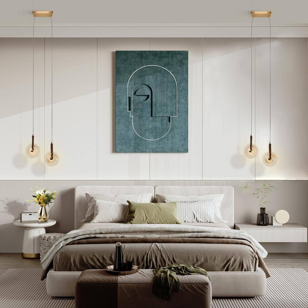 LNC Modern Gold LED 2-Light Chandelier Art Disc Design Pendant Lights for Kitchen Island Foyer