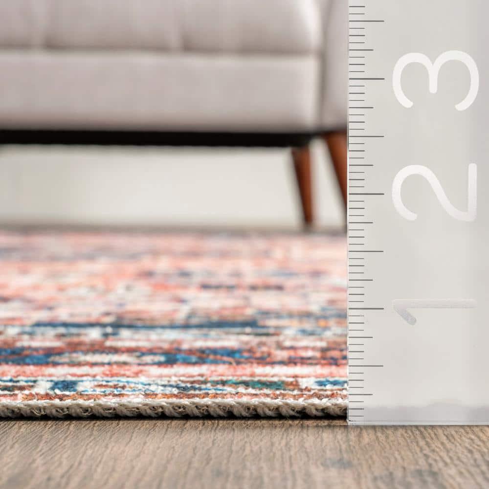 Nuloom Nevaeh Pet Friendly Machine Washable Bohemian Medallion Area Rug, 3' x 5', Dark Blue