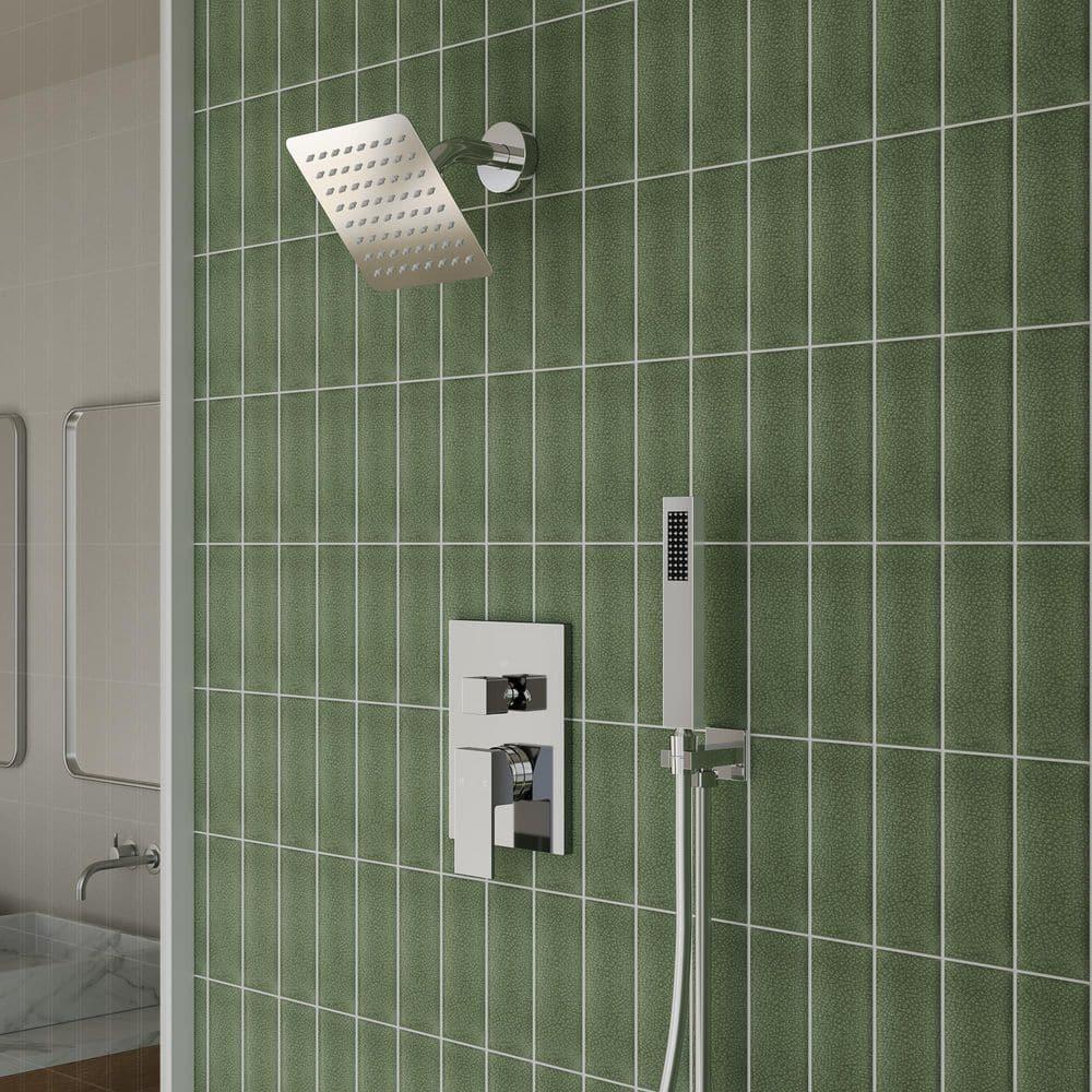 AquaSpa Shower Faucet Set with Tub Spout, 8-Inch Rain Shower Head with Valve