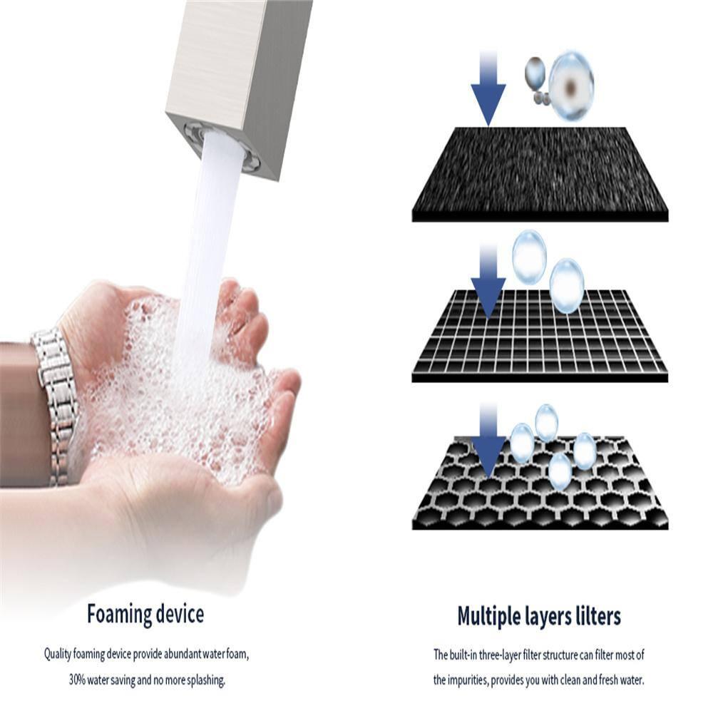 Bathroom Sink Faucet Brushed Nickel 2-Handle 4 Inch Center-Set Bathroom Sink Faucet, Sink Drain with Overflow Hole and 2 Supply Lines Included, Modern Vanity Basin Faucet