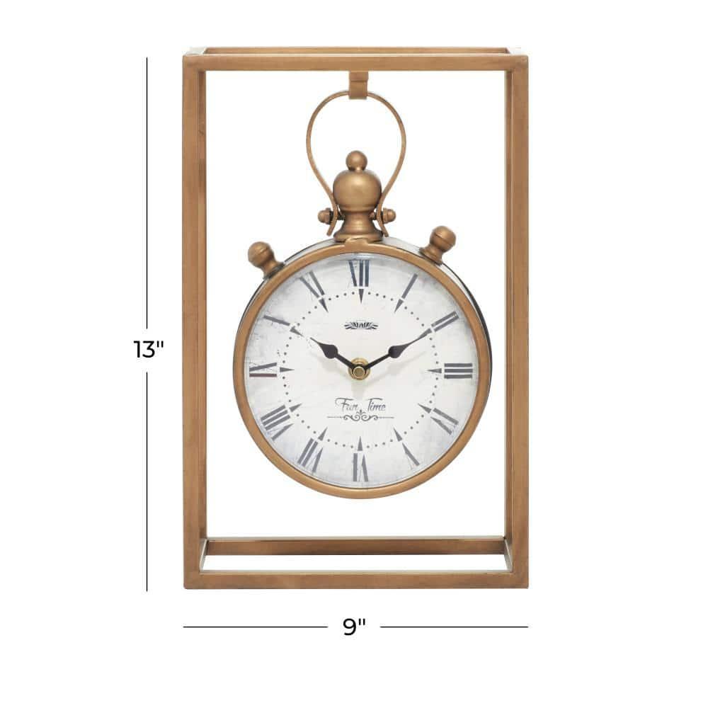 Alcott Hill® Canete Traditional Roman Numeral Metal Quartz Movement / Crystal Tabletop Clock in Brass