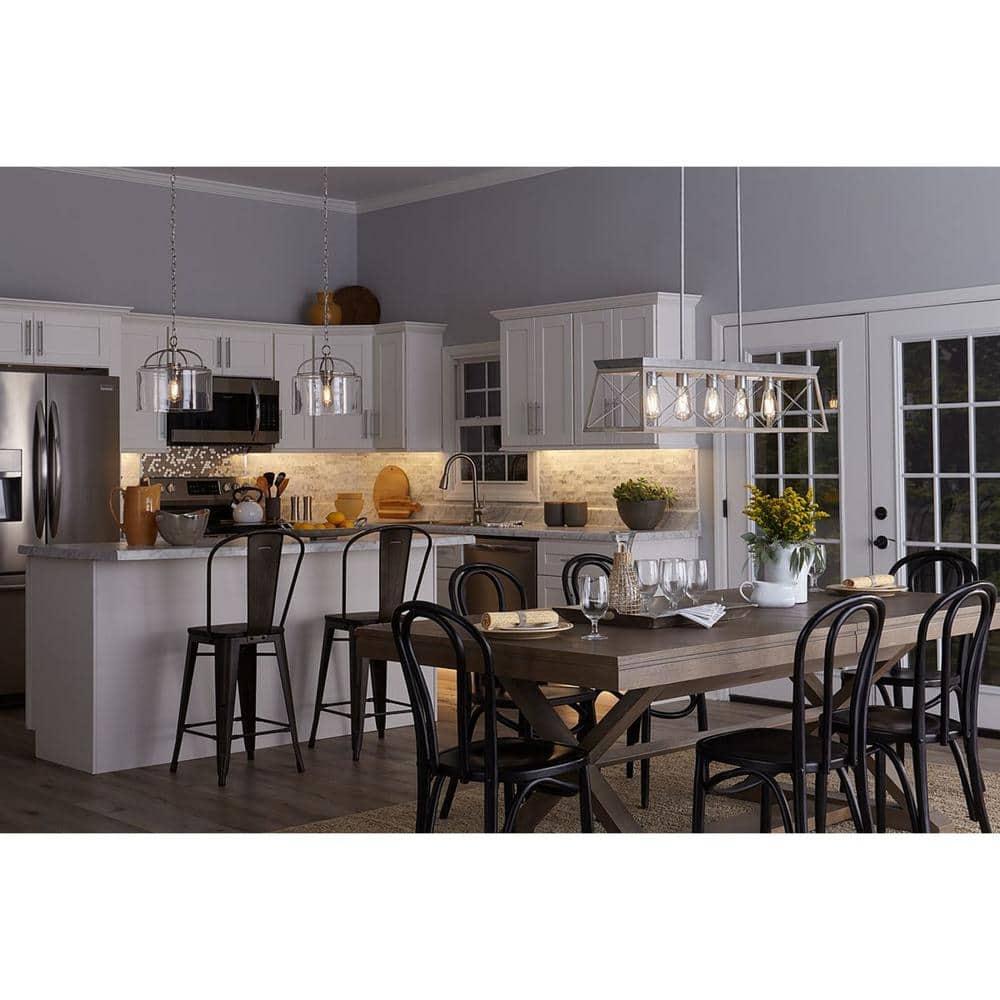 Progress Lighting Leyden 1-Light Brushed Nickel Farmhouse Pendant with Clear Glass Shade