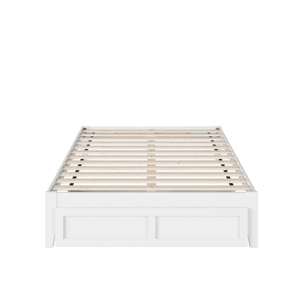 AFI Full Colorado Bed with Foot Drawer and USB Turbo Charger White: Satin Finish, No Box Spring Needed, Storage Space