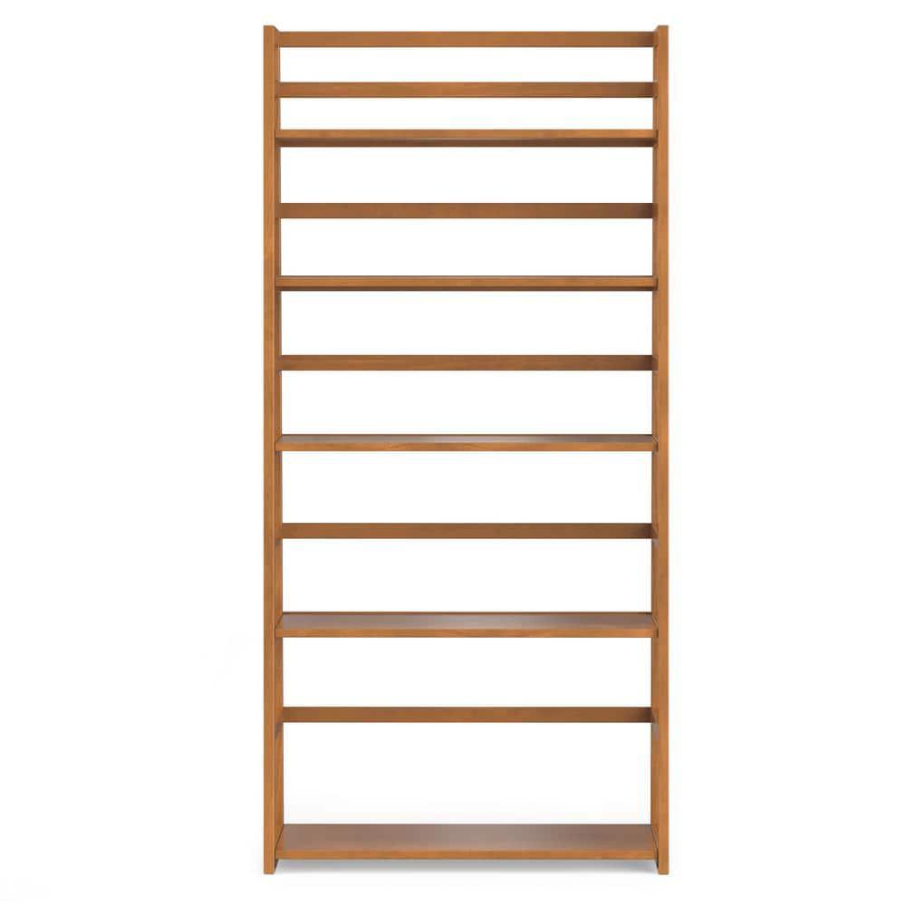 Simpli Home Acadian 30"W Solid Wood 5 Shelf Ladder Bookcase with Open Shelves