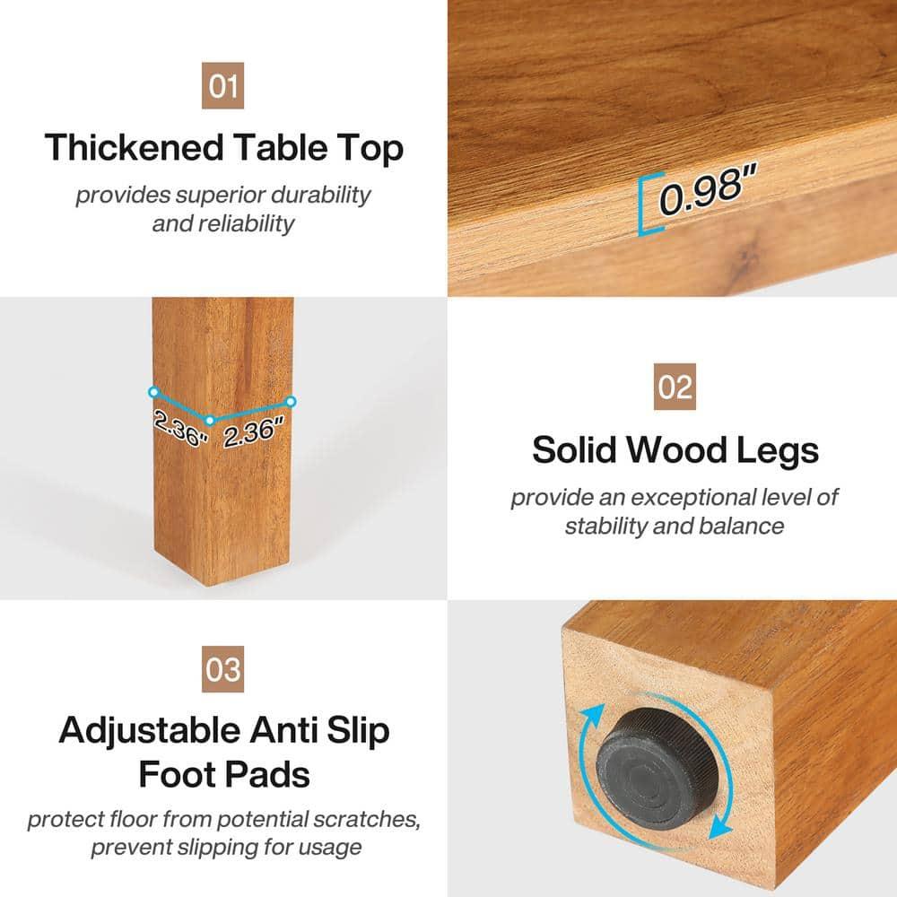 Finmind 39.4 Inches Square Dining Table for 4 People, Wooden Kitchen Table Small Dinner Table with Oak Finish Top and Solid Wood Legs, Oak Brown (Only Table)