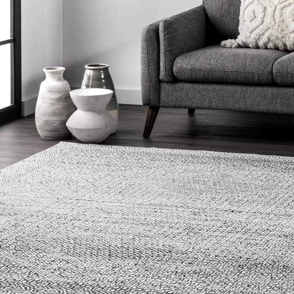 Nuloom Hart Medallion 5x8 Machine Washable Indoor Area Rug for Living Room Bedroom Dining Room Kitchen, Grey/Ivory