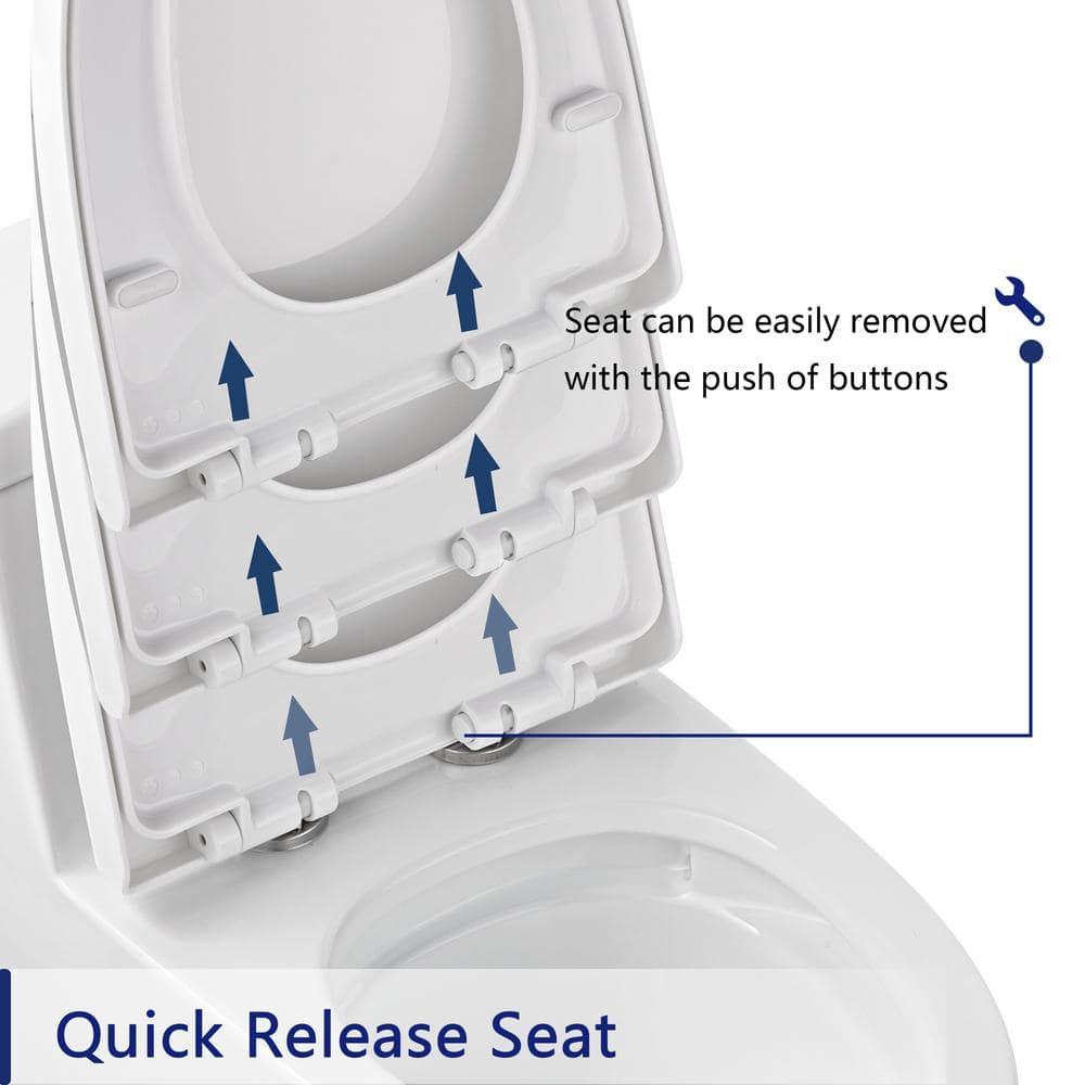 DeerValley Prism Dual-Flush Elongated One-Piece Toilet with Glazed Surface Lower Water Tank for Space Saving (Seat Included)