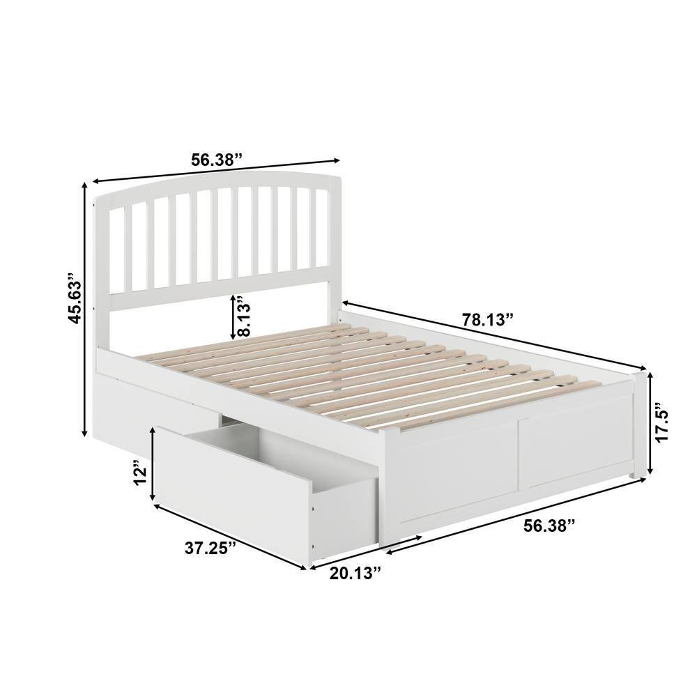 Richmond Platform Bed with Flat Panel Foot Board and 2 Urban Bed Drawers in, Multiple Colors and Sizes